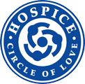 A circle of love logo with the words hospice circle of love in it.