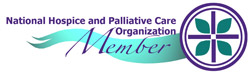 A blue and purple logo for the organization of palliative care.